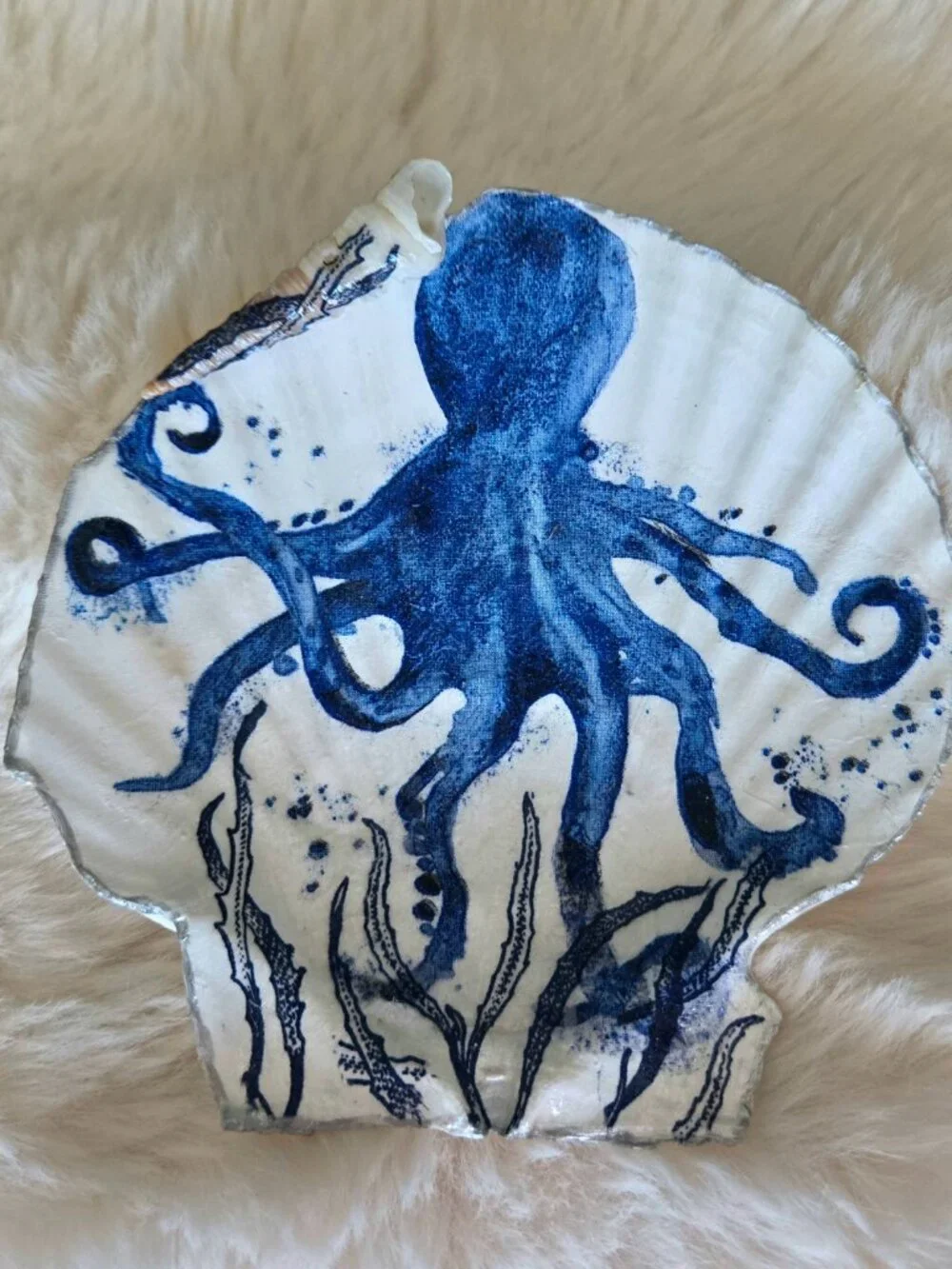 Handmade scallop octopus jewelry dish